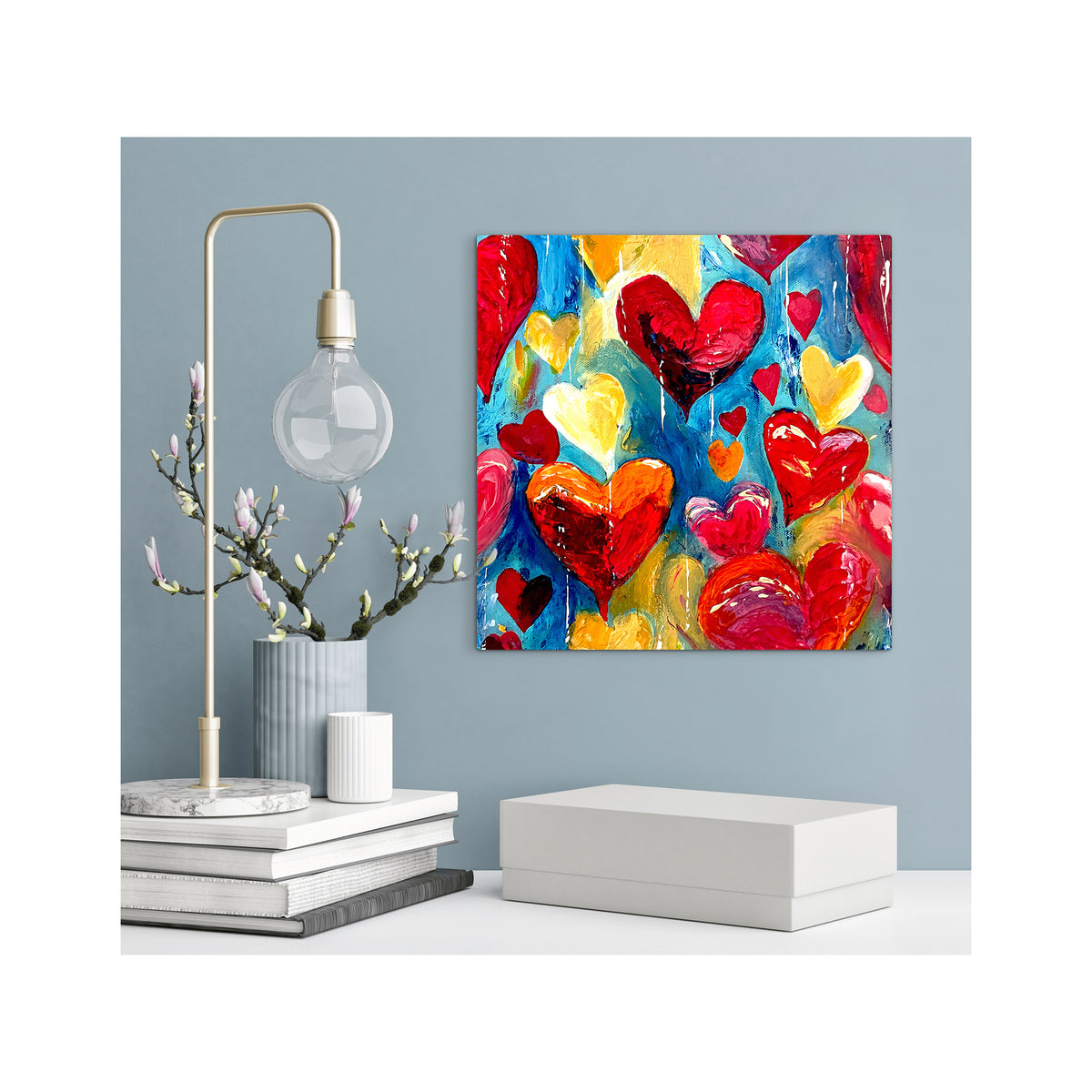 Impression sur toile Giclée - HEARTS - Amour, Paix et Espoir N° 2, reproduction sur toile montée sur châssis