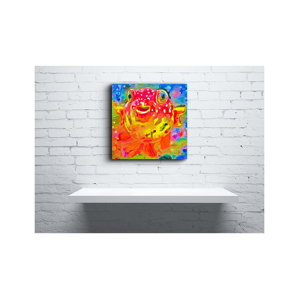 Impression sur toile giclée - POISSON - Reproduction sur toile montée sur châssis de poisson-globe Happy 1