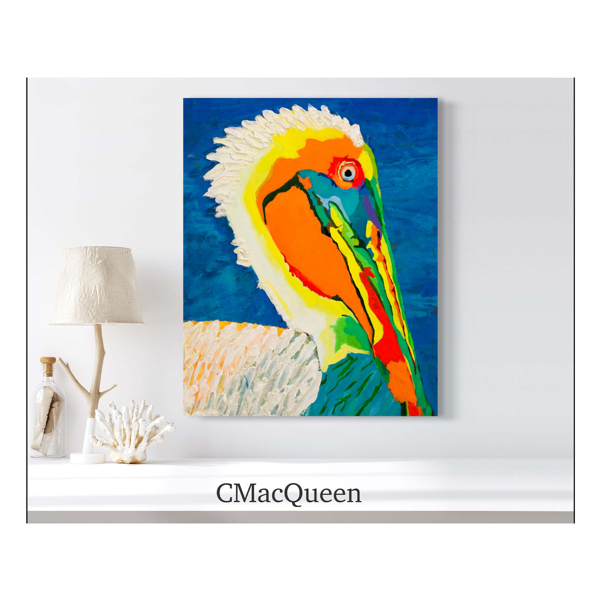 Impression sur toile Giclée - PÉLICAN - Reproduction sur toile montée sur châssis Pearl Pelican Gallery