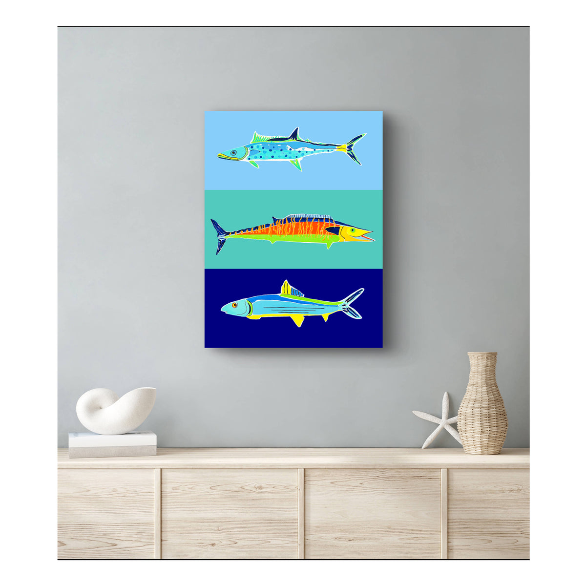 Impression sur toile Giclée - POISSON - POISSON 2 Thazard royal-Thazard bâtard-Grande carangue, reproduction sur toile montée sur châssis