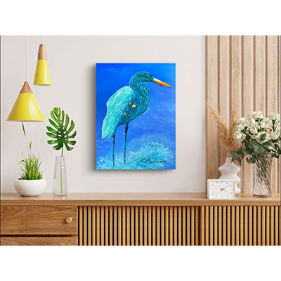 Impression sur toile Giclée - AIGRETTE - Reproduction sur toile montée sur châssis d'une aigrette dans un pin de Caroline