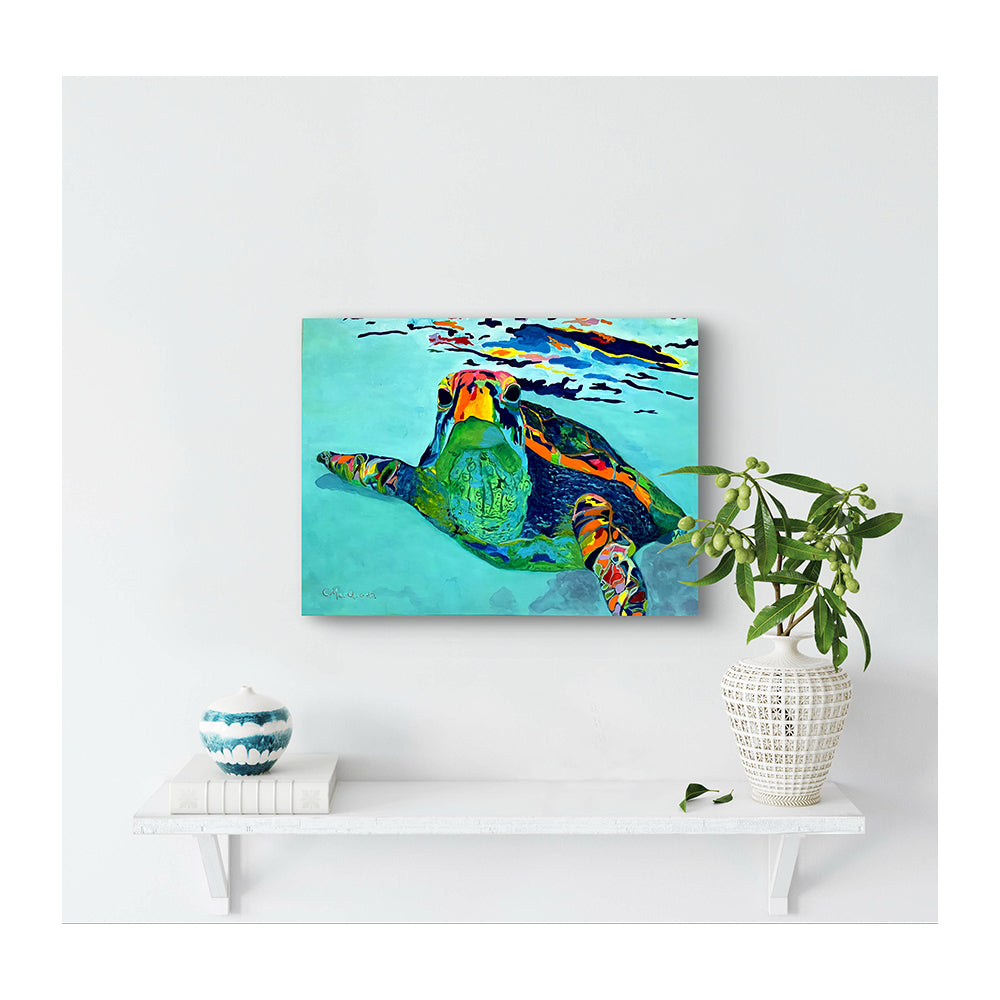 Impression sur toile Giclée - TORTUE DE MER - Reproduction sur toile montée sur châssis Trekker Sea Turtle