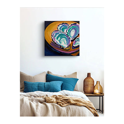 Giclee Canvas Print - SHELLS - OYSTERS - Oysters on the Half Shell No.1 Gallery Wrapped Canvas Reproduction