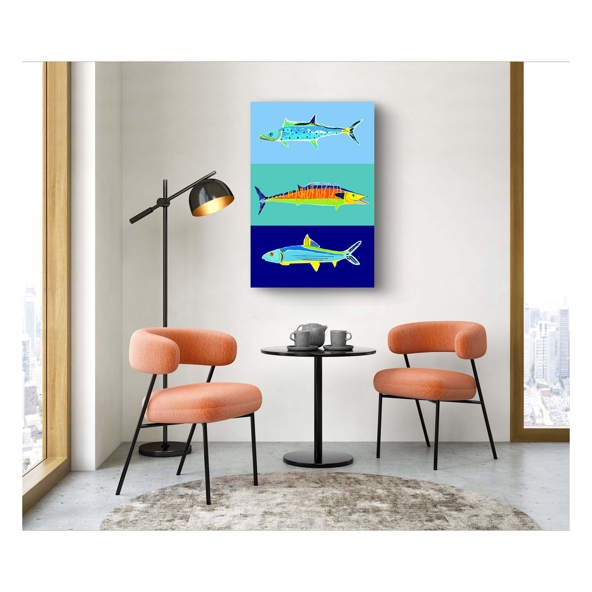 Impression sur toile Giclée - POISSON - POISSON 2 Thazard royal-Thazard bâtard-Grande carangue, reproduction sur toile montée sur châssis