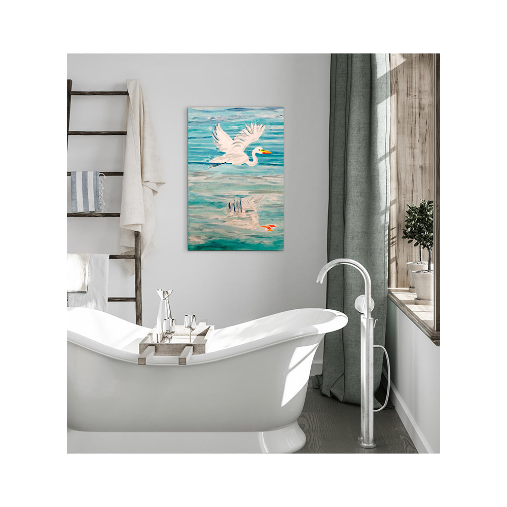 Impression sur toile Giclée - AIGRETTE - Reproduction sur toile montée sur châssis - Aigrette (volant vers la droite)