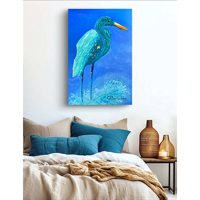 Impression sur toile Giclée - AIGRETTE - Reproduction sur toile montée sur châssis d'une aigrette dans un pin de Caroline