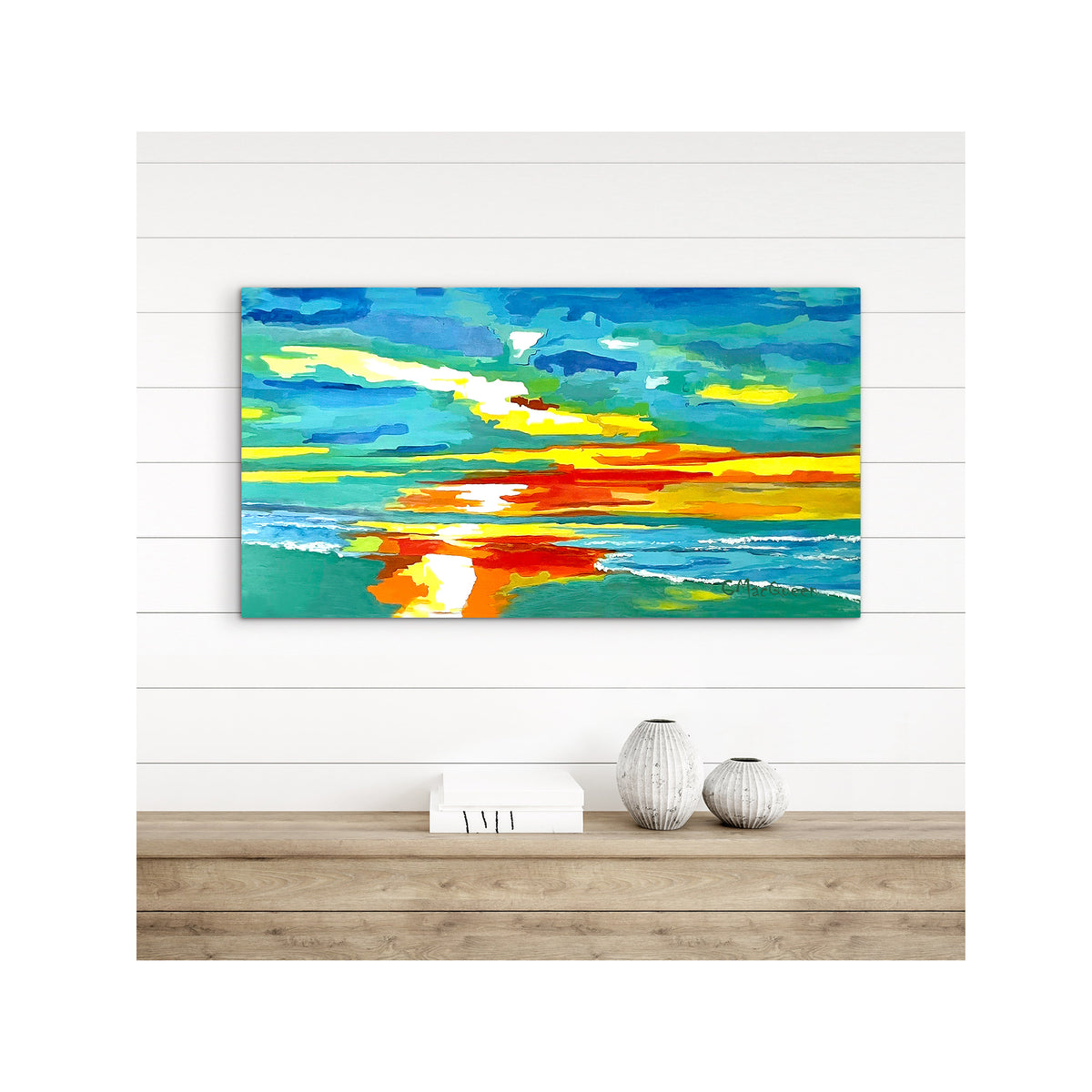 Giclee Canvas Print - SEASCAPE - Ocean Isle Beach Sunset Gallery Wrapped Canvas Reproduction