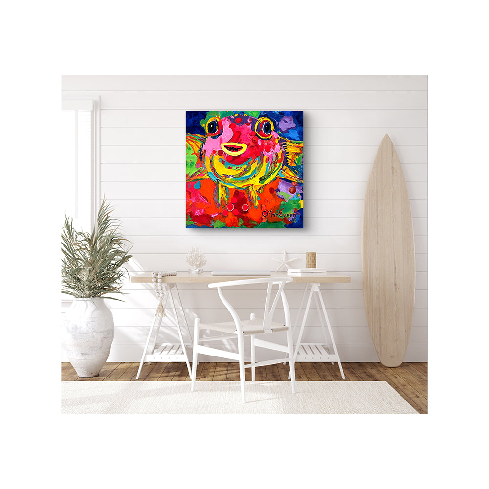 Impression sur toile Giclée - POISSON - Reproduction sur toile montée sur châssis de deux poissons-ballons joyeux