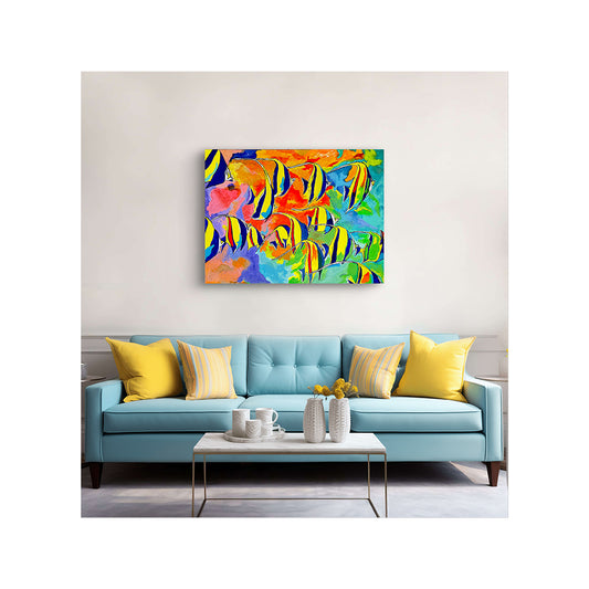 Giclee Canvas Print - FISH - Moorish Idols Over Coral Reef Gallery Wrapped Canvas Reproduction