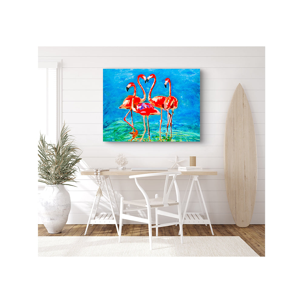 Impression Giclée sur toile - FLAMINGO - Reproduction sur toile montée sur châssis Flamingo Love