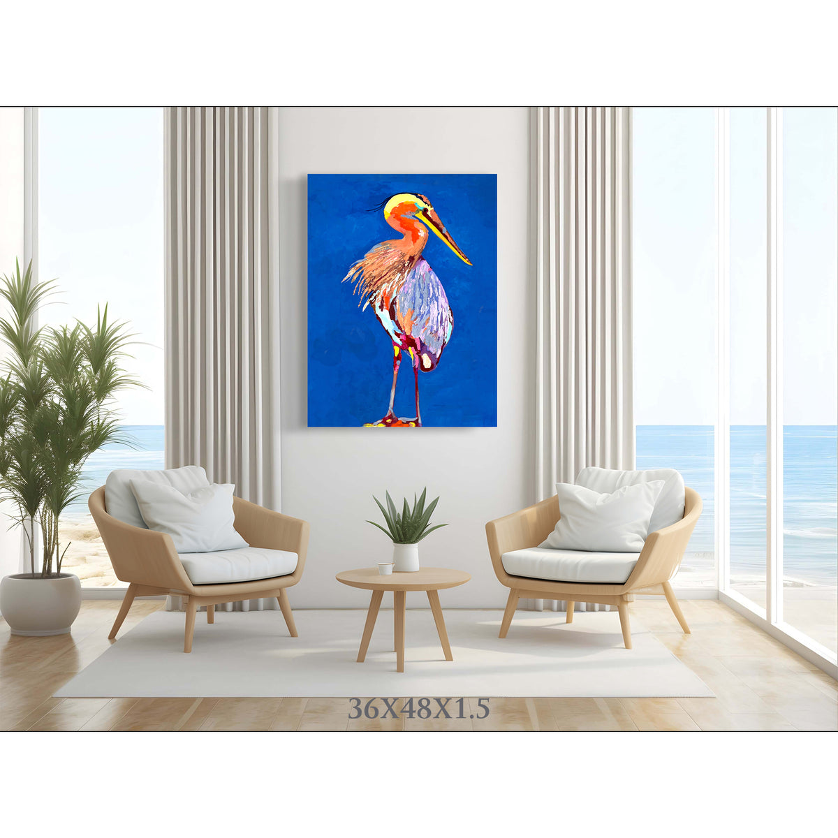 Impression sur toile giclée - HÉRON BLEU - Reproduction sur toile montée sur châssis (Copie) - Blowing in the Wind