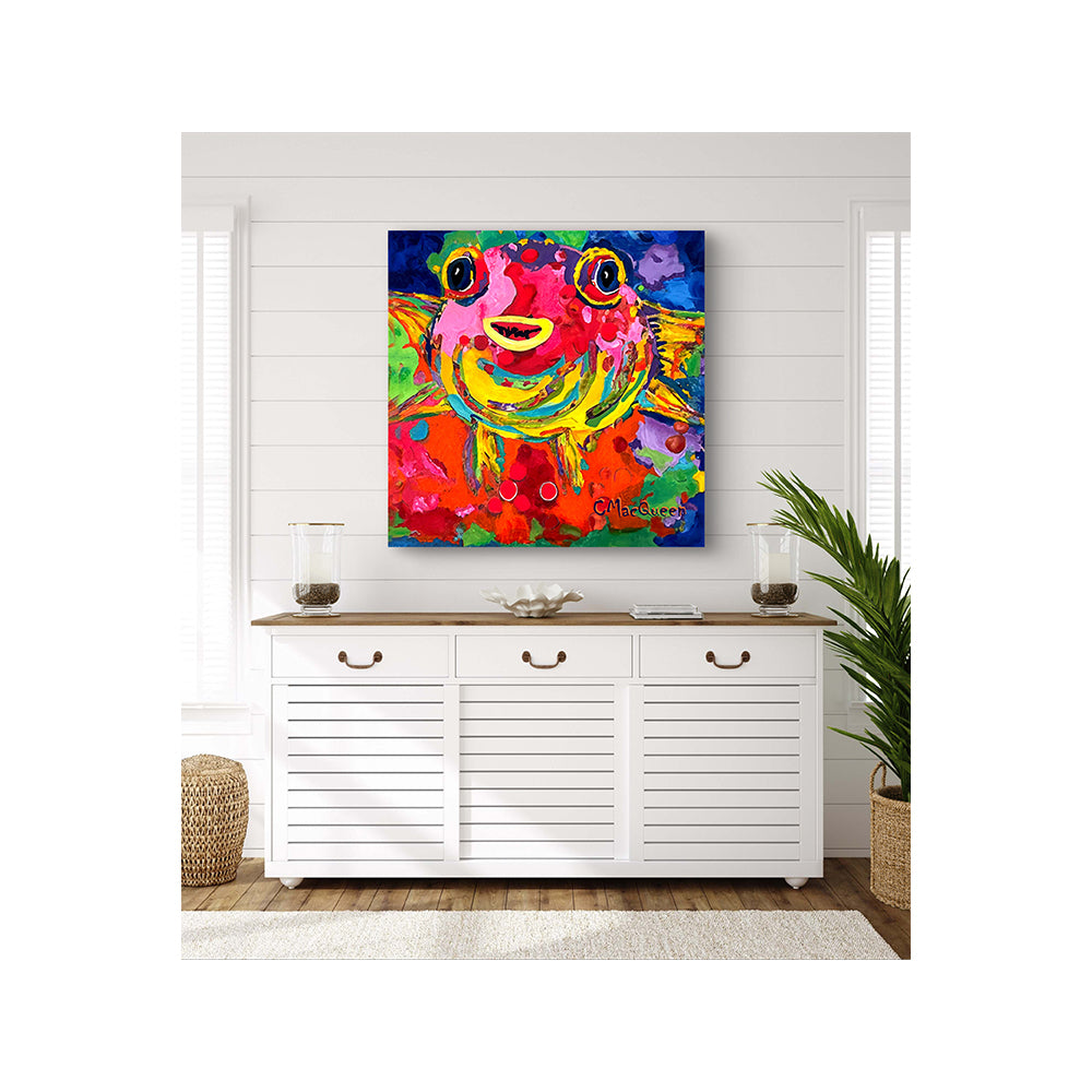 Impression sur toile Giclée - POISSON - Reproduction sur toile montée sur châssis de deux poissons-ballons joyeux