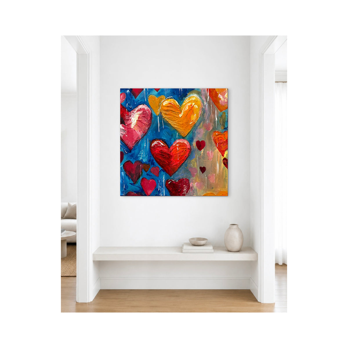 Impression sur toile Giclée - HEARTS - Love, Peace and Hope #1 Reproduction sur toile montée sur châssis