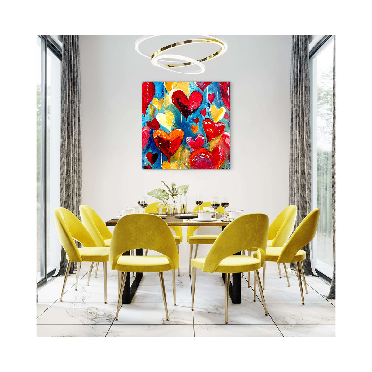 Impression sur toile Giclée - HEARTS - Amour, Paix et Espoir N° 2, reproduction sur toile montée sur châssis