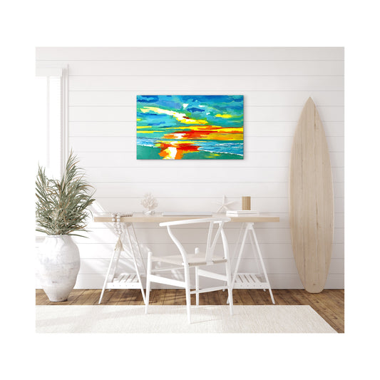 Giclee Canvas Print - SEASCAPE - Ocean Isle Beach Sunset Gallery Wrapped Canvas Reproduction