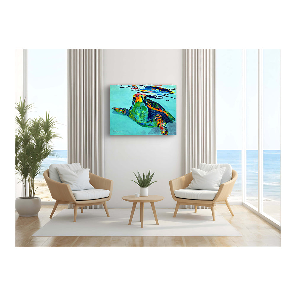 Impression sur toile Giclée - TORTUE DE MER - Reproduction sur toile montée sur châssis Trekker Sea Turtle
