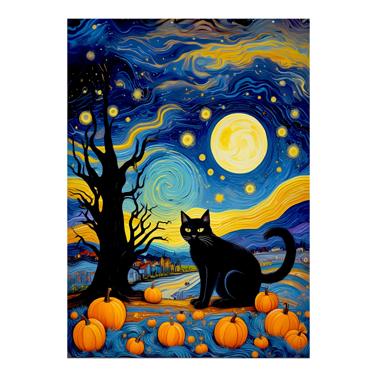 Carte de vœux - SAISONNIER - HALLOWEEN - Chat noir n° 1, carte de vœux 5x7 sur papier glacé avec enveloppe