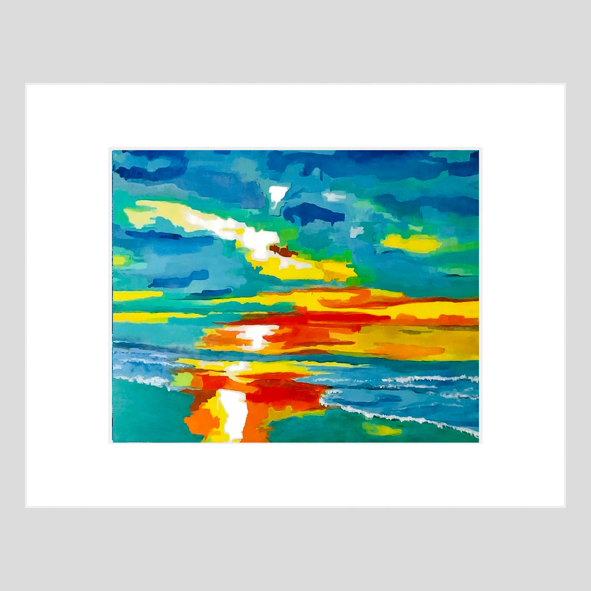 Tirage d'art - PAYSAGE MARIN - Reproduction d'un coucher de soleil à Ocean Isle Beach, tirage contrecollé 14x11