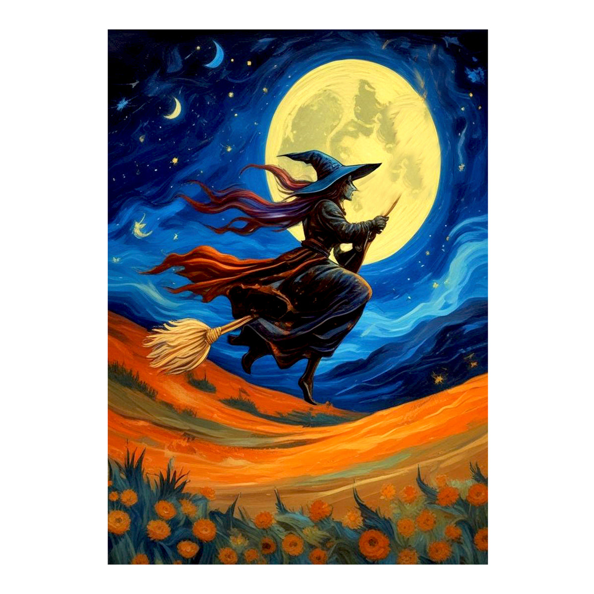 Carte de vœux - SAISONNIÈRE - HALLOWEEN - Sorcière n° 2, carte de vœux 5x7 sur papier glacé avec enveloppe