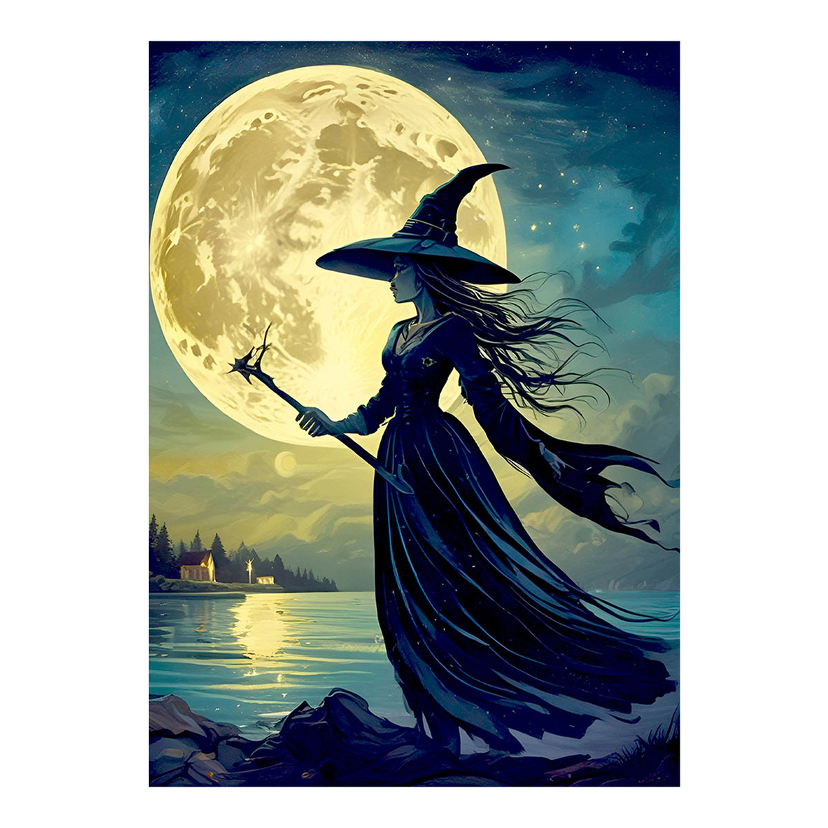 Carte de vœux - SAISONNIER - HALLOWEEN - Sorcière n° 3, carte de vœux 5x7 sur papier glacé avec enveloppe