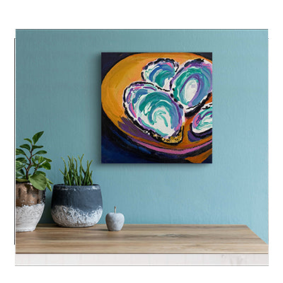 Impression giclée sur toile - COQUILLAGES - HUÎTRES - Huîtres en demi-coquille n°1 Reproduction sur toile montée sur châssis