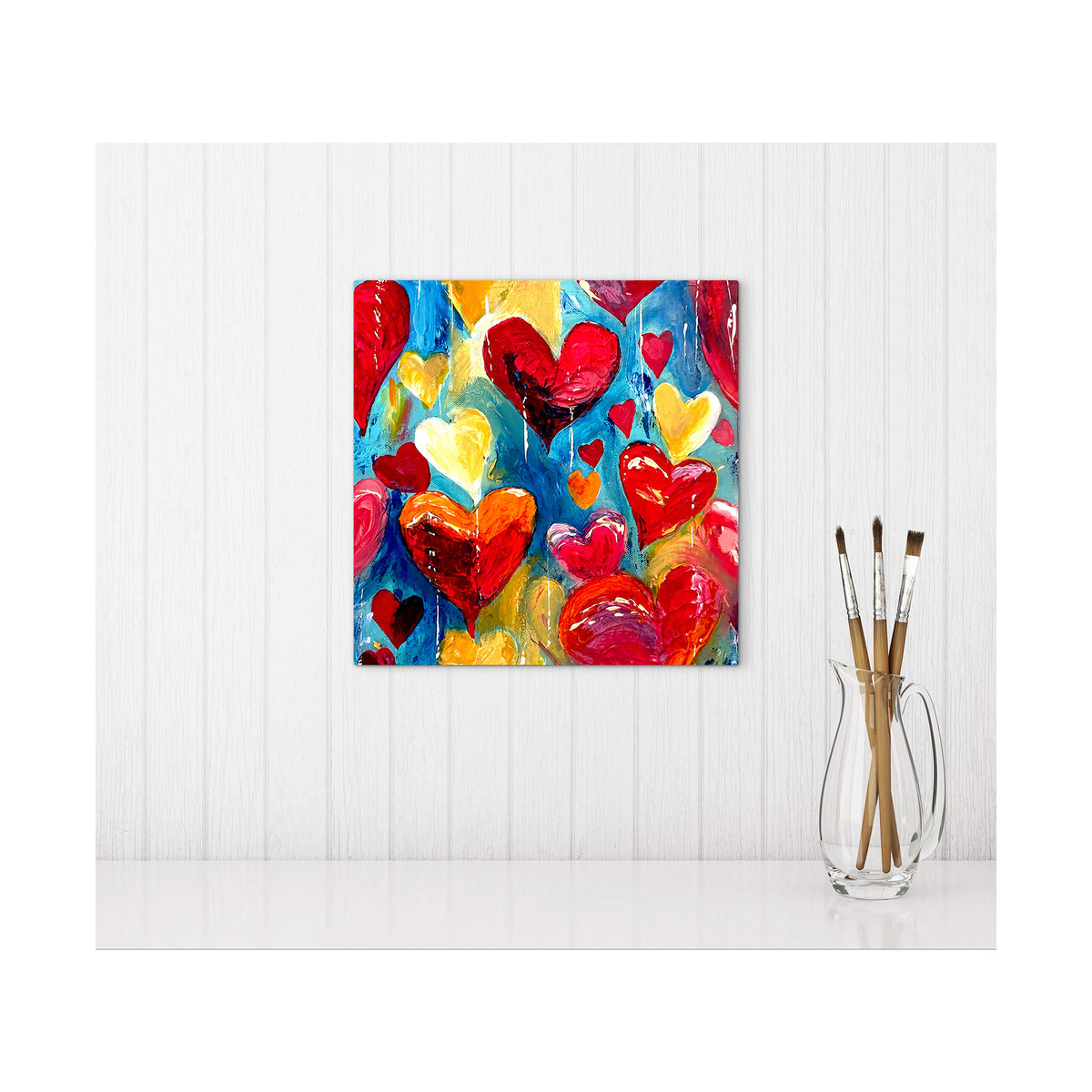Impression sur toile Giclée - HEARTS - Amour, Paix et Espoir N° 2, reproduction sur toile montée sur châssis
