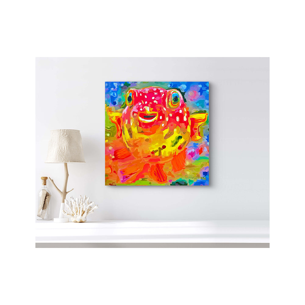 Impression sur toile giclée - POISSON - Reproduction sur toile montée sur châssis de poisson-globe Happy 1