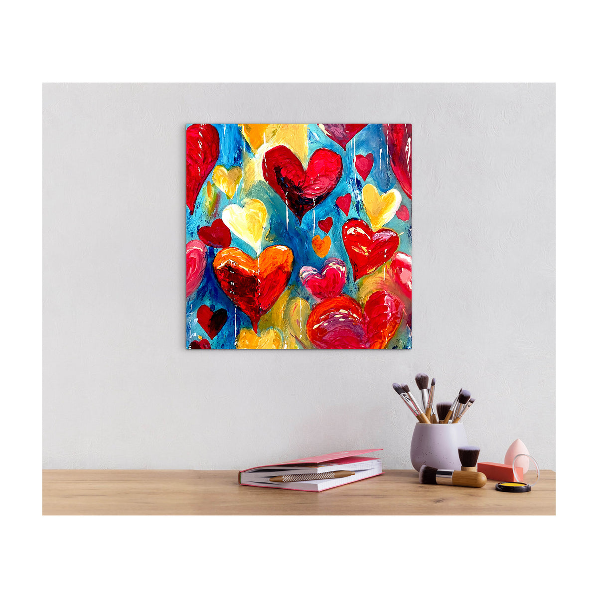 Impression sur toile Giclée - HEARTS - Amour, Paix et Espoir N° 2, reproduction sur toile montée sur châssis