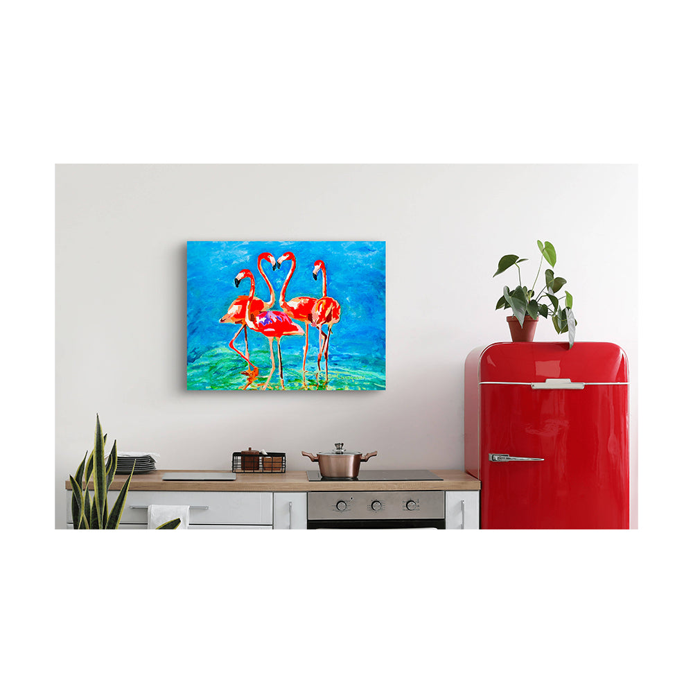 Impression Giclée sur toile - FLAMINGO - Reproduction sur toile montée sur châssis Flamingo Love