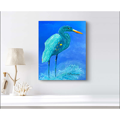 Impression sur toile Giclée - AIGRETTE - Reproduction sur toile montée sur châssis d'une aigrette dans un pin de Caroline