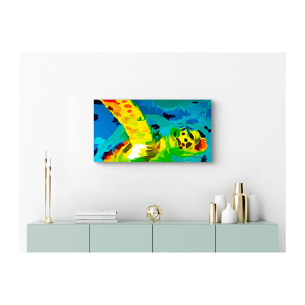 Impression Giclée sur toile - TORTUE DE MER - Reproduction sur toile montée sur châssis de tortue verte