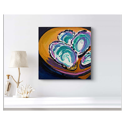 Impression giclée sur toile - COQUILLAGES - HUÎTRES - Huîtres en demi-coquille n°1 Reproduction sur toile montée sur châssis
