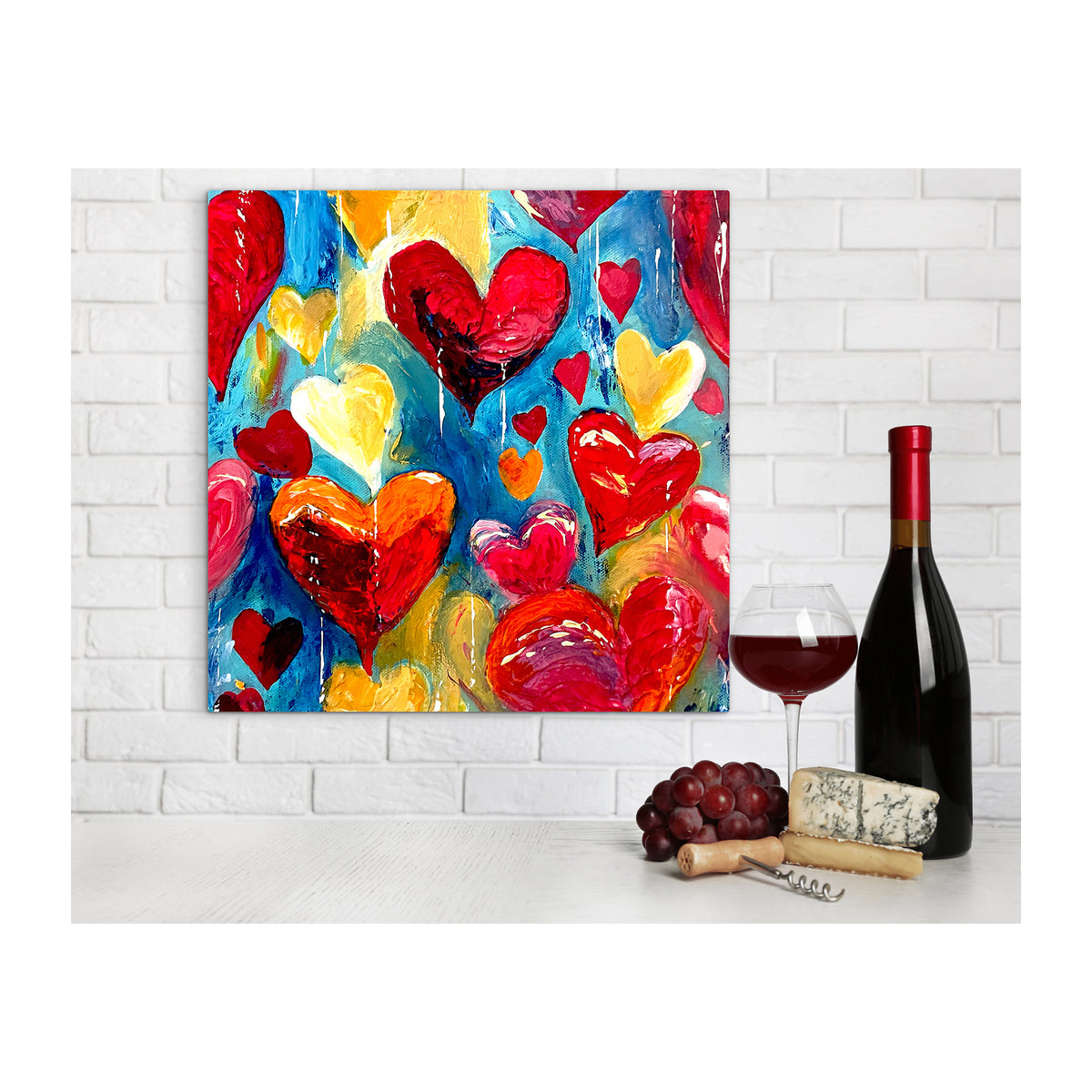 Impression sur toile Giclée - HEARTS - Amour, Paix et Espoir N° 2, reproduction sur toile montée sur châssis