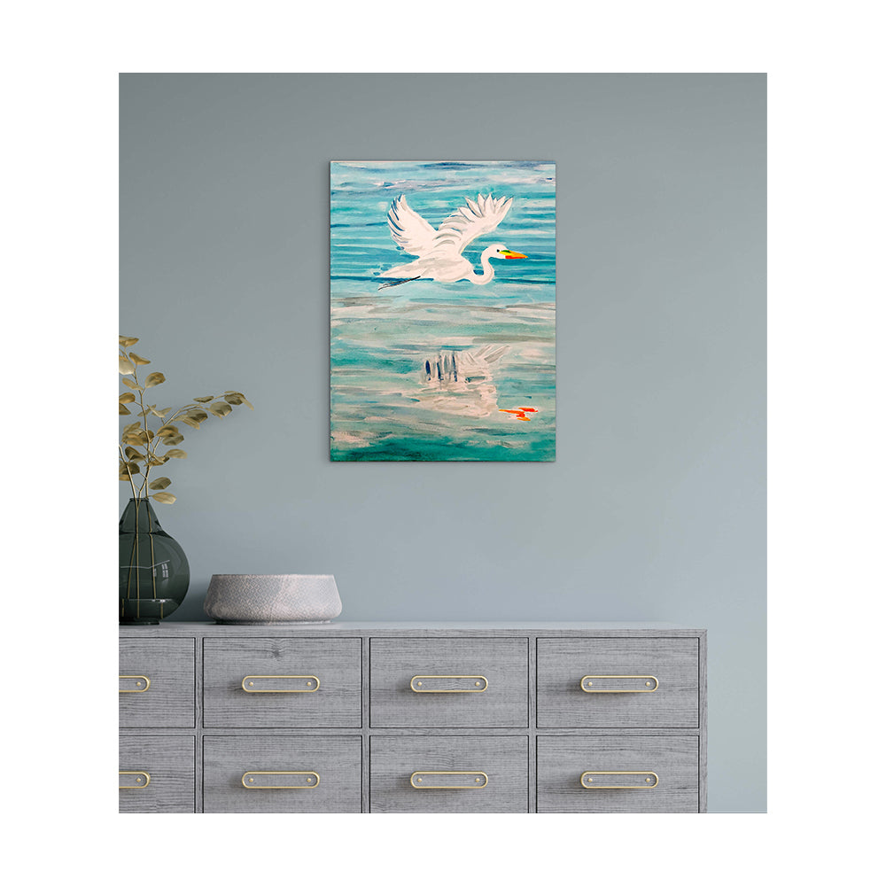 Impression sur toile Giclée - AIGRETTE - Reproduction sur toile montée sur châssis - Aigrette (volant vers la droite)