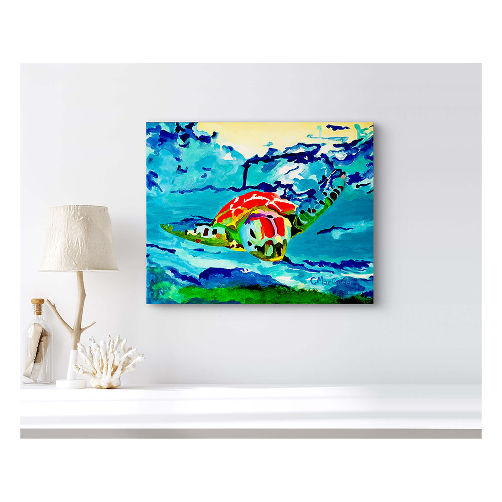 Impression Giclée sur toile - TORTUE DE MER - Reproduction sur toile galerie de la tortue de mer dans les bas-fonds