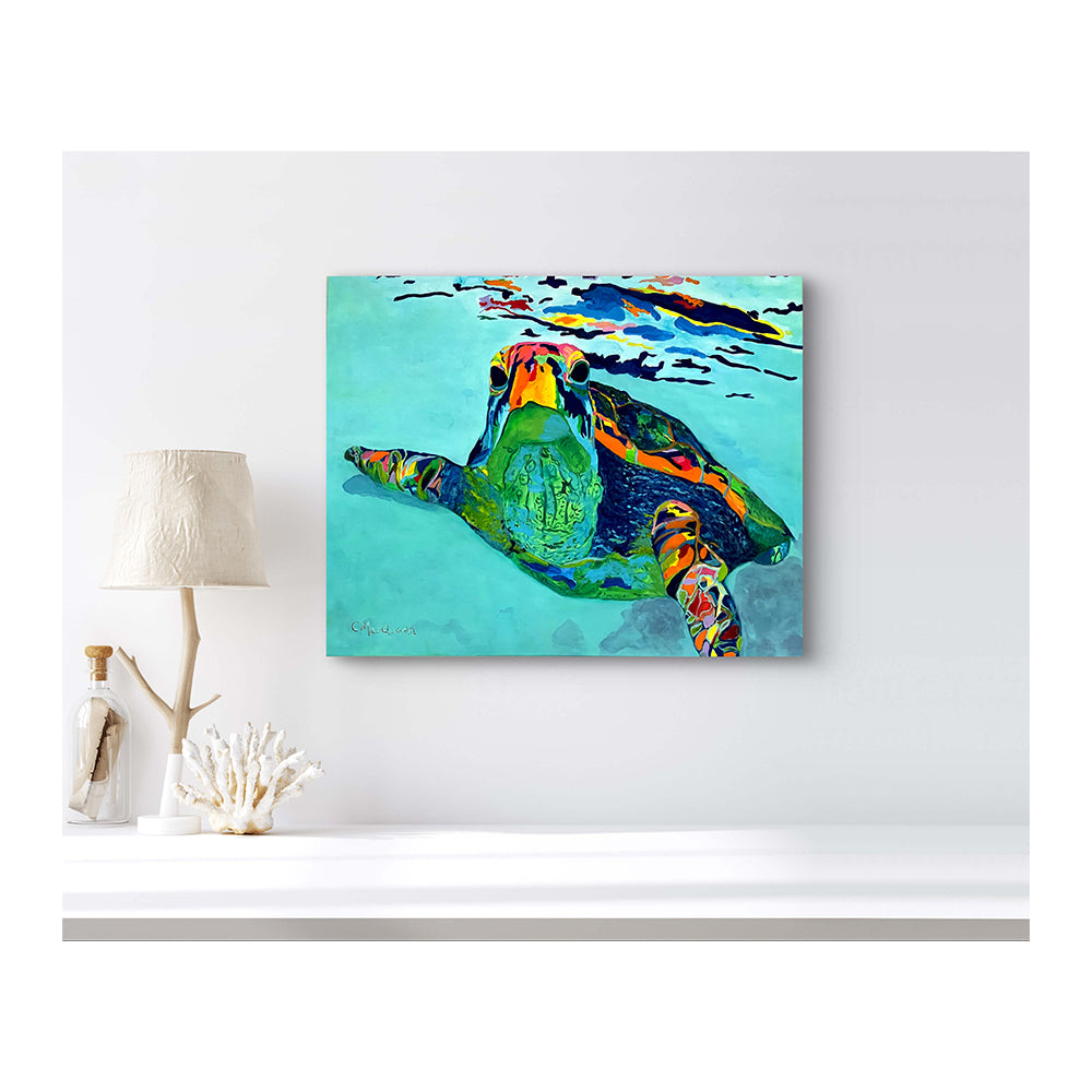 Impression sur toile Giclée - TORTUE DE MER - Reproduction sur toile montée sur châssis Trekker Sea Turtle