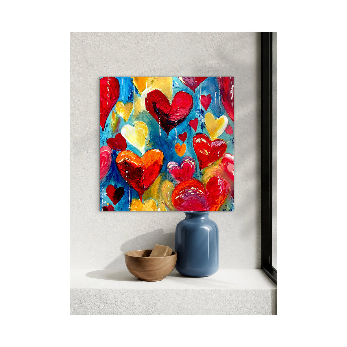 Impression sur toile Giclée - HEARTS - Amour, Paix et Espoir N° 2, reproduction sur toile montée sur châssis