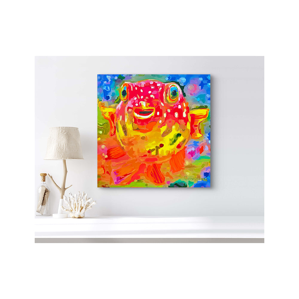Impression sur toile giclée - POISSON - Reproduction sur toile montée sur châssis de poisson-globe Happy 1