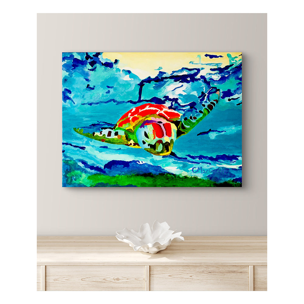 Impression Giclée sur toile - TORTUE DE MER - Reproduction sur toile galerie de la tortue de mer dans les bas-fonds