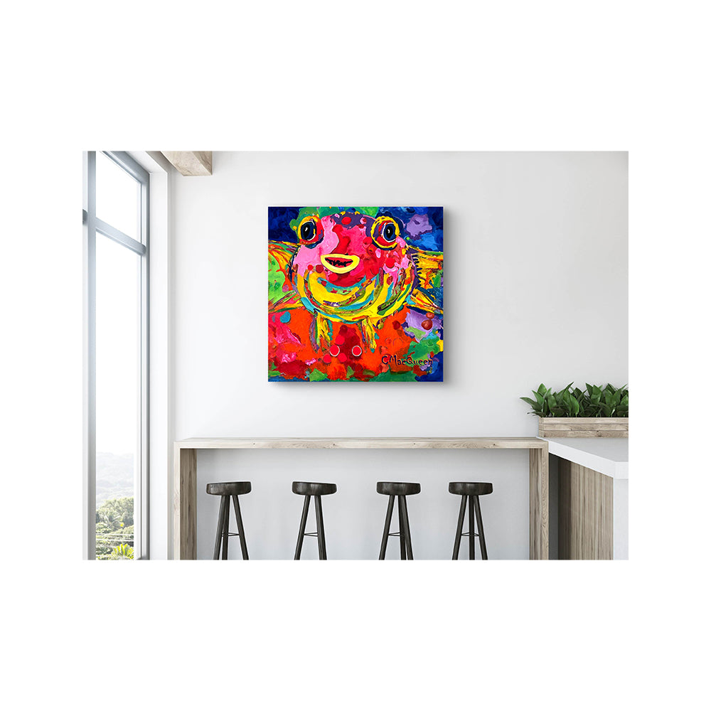 Impression sur toile Giclée - POISSON - Reproduction sur toile montée sur châssis de deux poissons-ballons joyeux