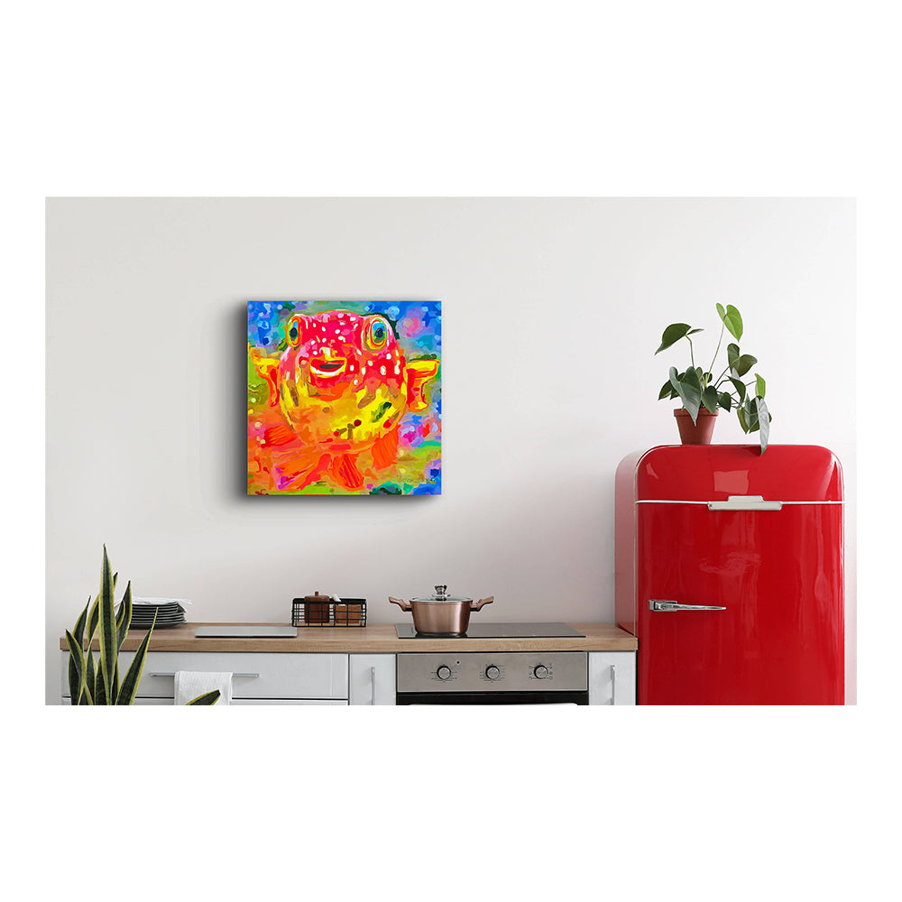 Impression sur toile giclée - POISSON - Reproduction sur toile montée sur châssis de poisson-globe Happy 1