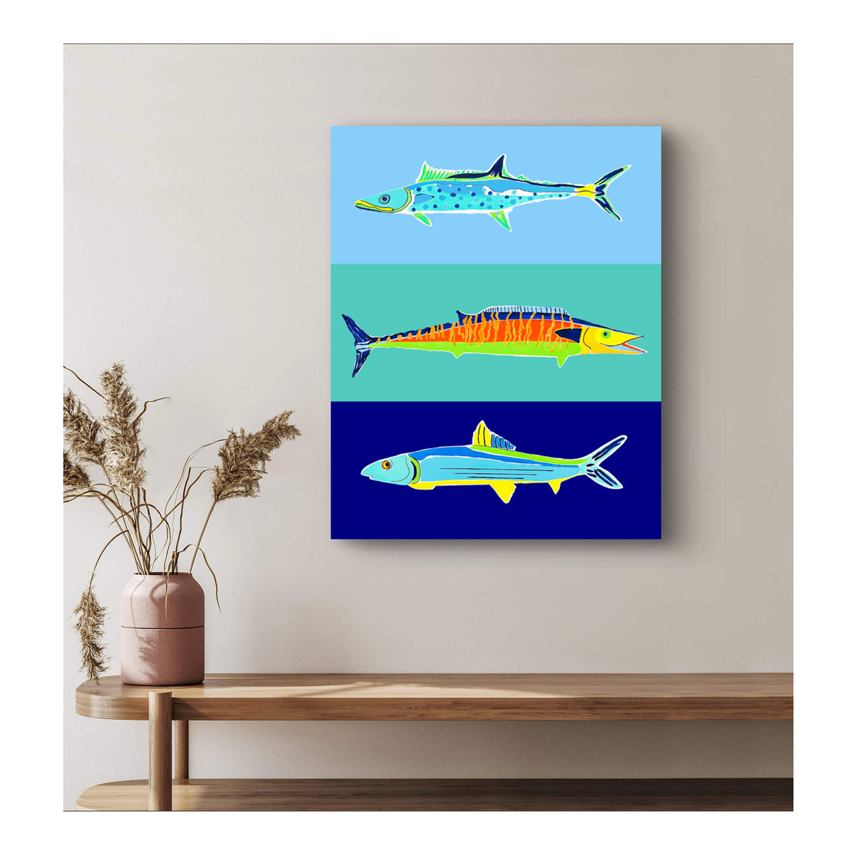 Impression sur toile Giclée - POISSON - POISSON 2 Thazard royal-Thazard bâtard-Grande carangue, reproduction sur toile montée sur châssis
