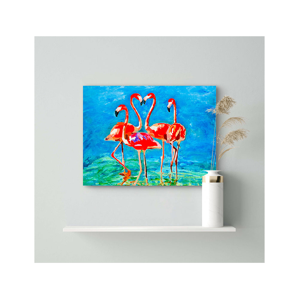 Impression Giclée sur toile - FLAMINGO - Reproduction sur toile montée sur châssis Flamingo Love