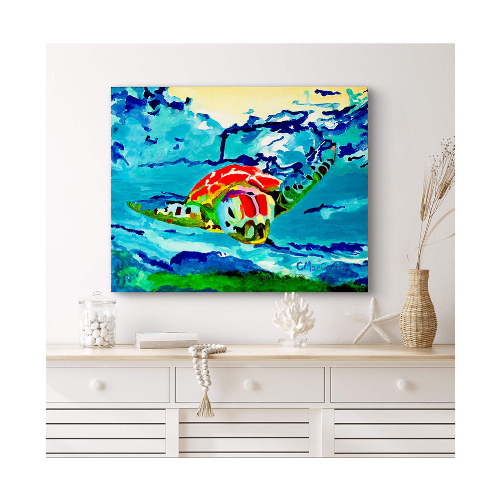 Impression Giclée sur toile - TORTUE DE MER - Reproduction sur toile galerie de la tortue de mer dans les bas-fonds