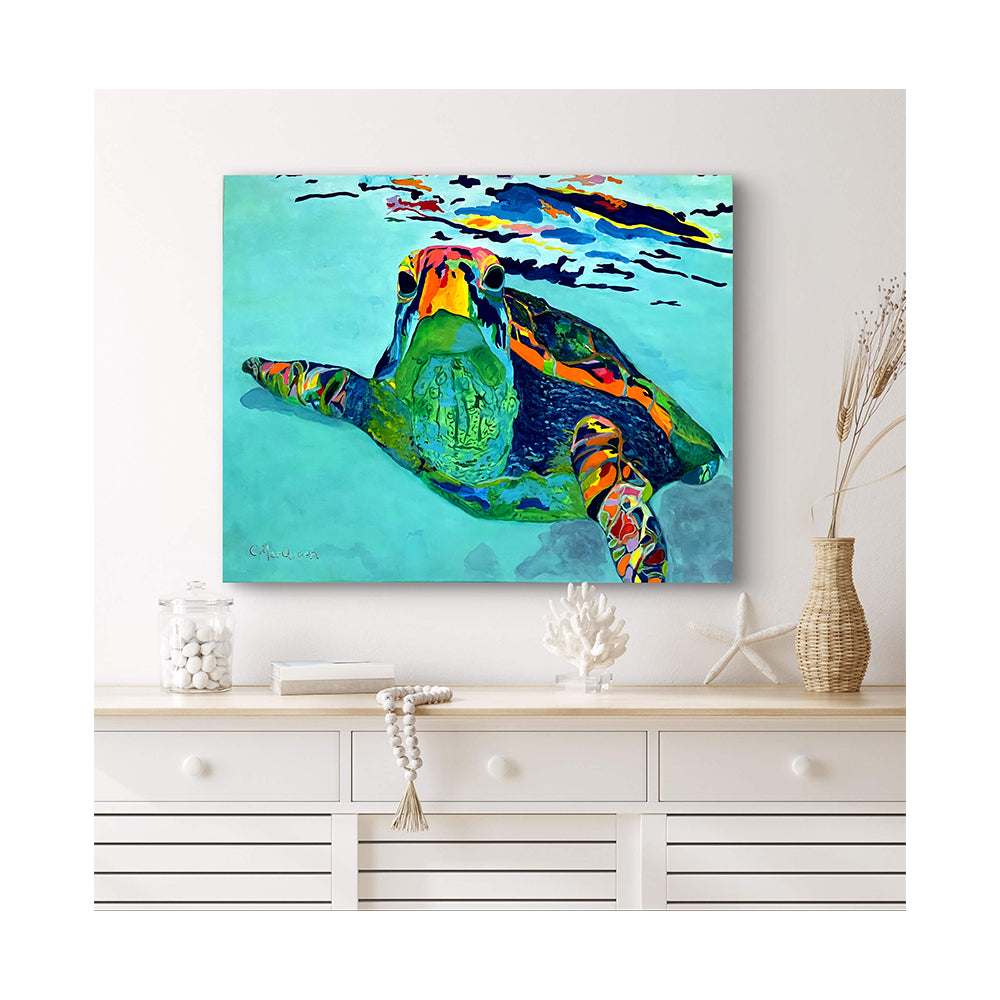 Impression sur toile Giclée - TORTUE DE MER - Reproduction sur toile montée sur châssis Trekker Sea Turtle