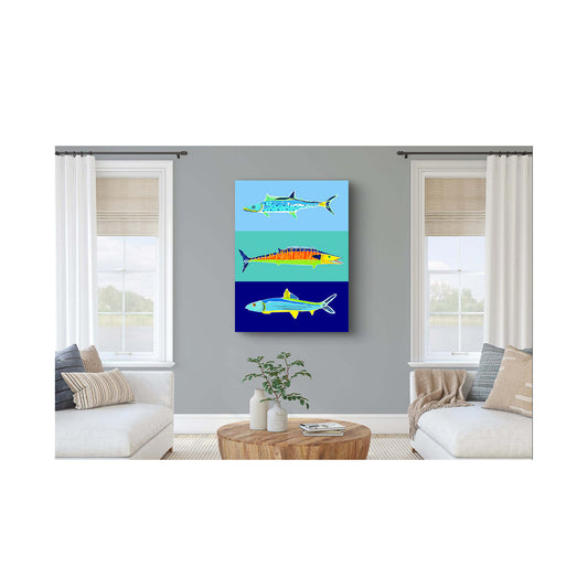 Giclee Canvas Print - FISH - FISH 2 King Mackerel-Wahoo-Bonefish Gallery Wrapped Canvas Reproduction