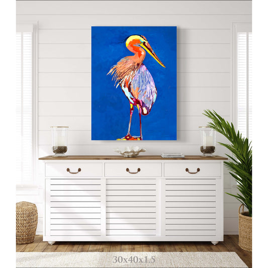 Giclee Canvas Print - BLUE HERON - Blowing in the Wind Gallery Wrapped Canvas Reproduction (Copy)