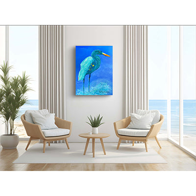 Giclee Canvas Print - EGRET - Egret in Carolina Pine Tree Gallery Wrapped Canvas Reproduction