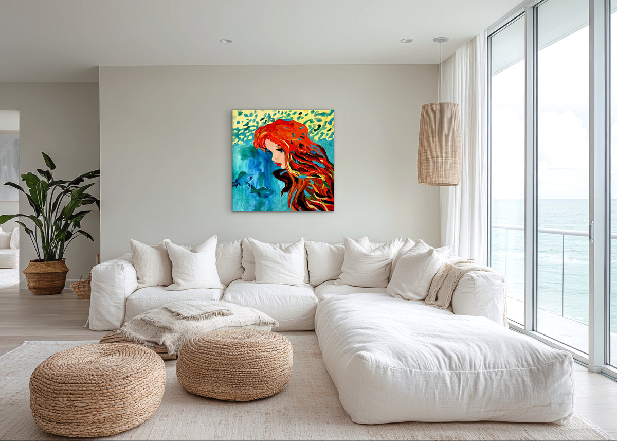 Impression Giclée sur toile - SIRÈNE - Reproduction sur toile montée sur châssis Murmures dans les profondeurs