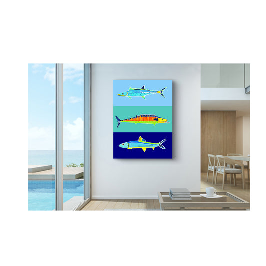 Giclee Canvas Print - FISH - FISH 2 King Mackerel-Wahoo-Bonefish Gallery Wrapped Canvas Reproduction